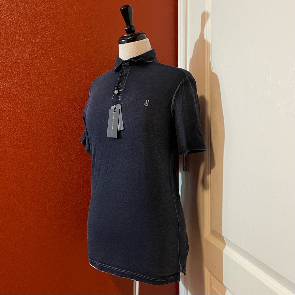 John Varvatos Men’s NWT Classic Blue Peace Star USA 100% Cotton Polo Shirt